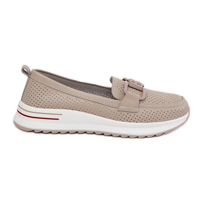 S.Barski Dámské kožené mokasíny na platformě S. Barski LR51-556 BEIGE béžový