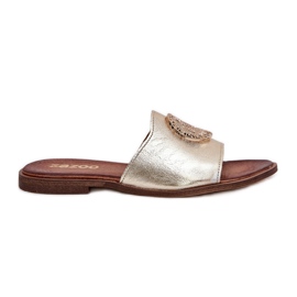 Zazoo 2938 Flat -Hieled Leather Blip Flip Flip Flip Flips zlatý