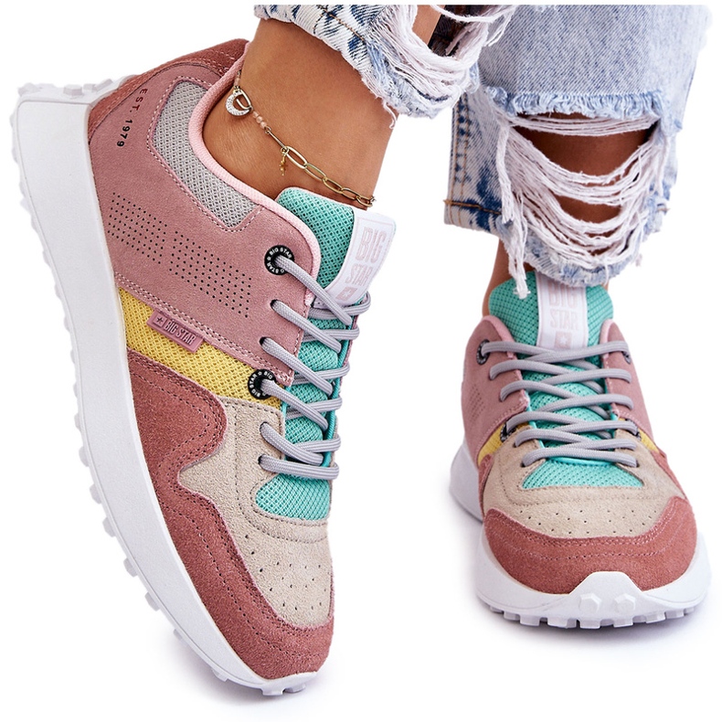 Big Star Dámské velké hvězdné tenisky růžové růžový Big Star Dámské velké hvězdné tenisky růžové růžový