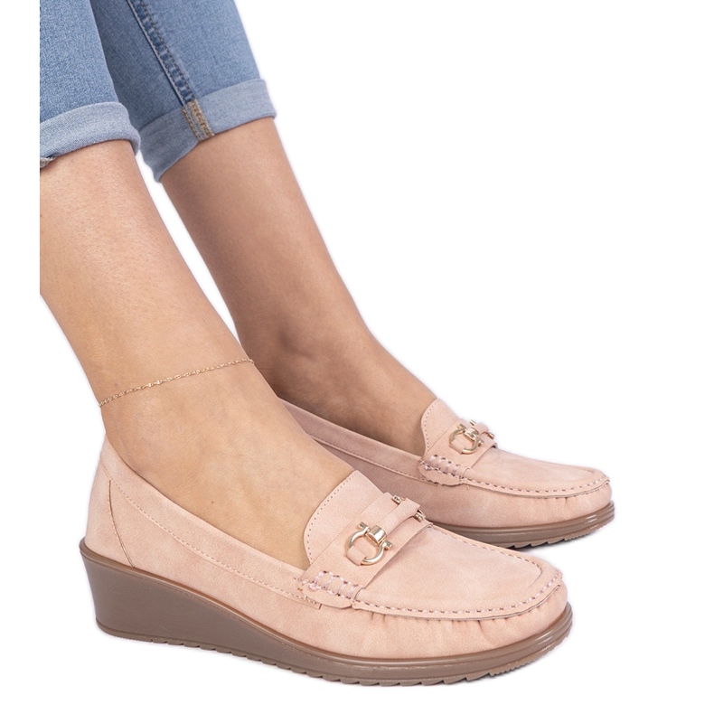 Růžové dámské mokasíny s matným povrchem růžový