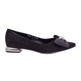 Laura Messi Elegantní semišové ženské baleríny s Laurou Messi 2893 Black Bow černý