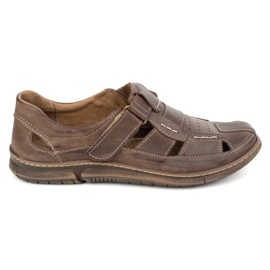KOMODO Kožené boty na suchý zip 937 Common Dark Brown hnědý