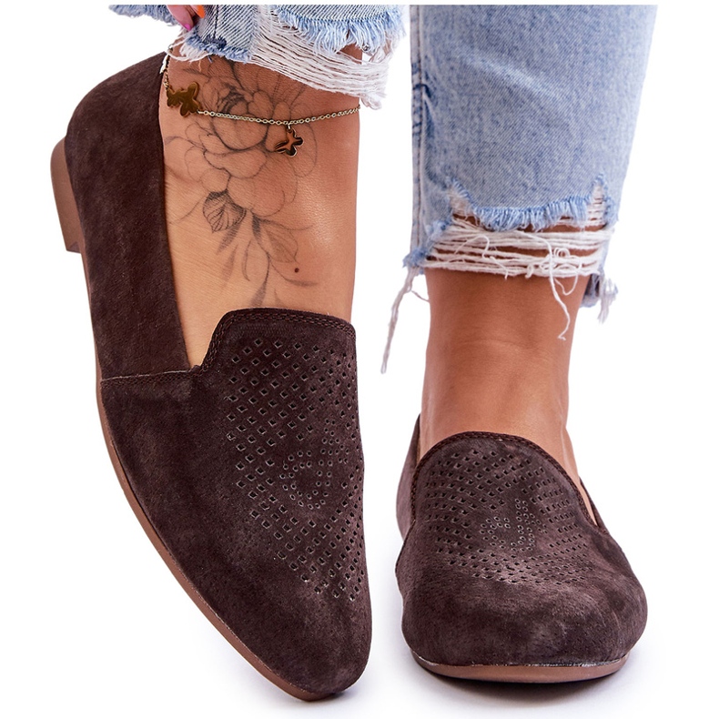 S.Barski Semišové Pohodlné mokasíny Hnědá Giovana hnědý