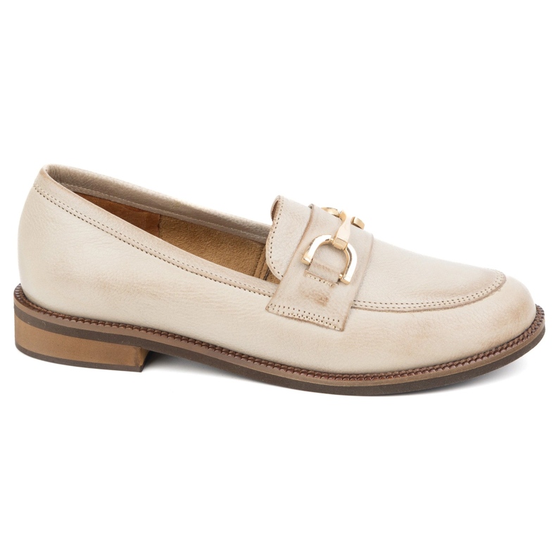 Exquisite Dámská kožená čerpadla 1510EX BEIGE s ozdobou béžový