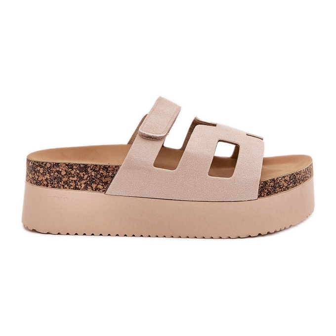 Pantofle na masivní platformě béžové béžový