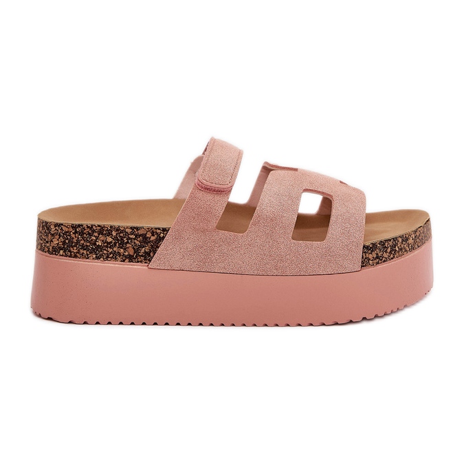 Pantofle na masivní platformě růžové růžový Pantofle na masivní platformě růžové růžový