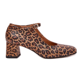 Kožená čerpadla na Laura Messi 2936 Brown Leopard Print Post hnědý Kožená čerpadla na Laura Messi 2936 Brown Leopard Print Post hnědý