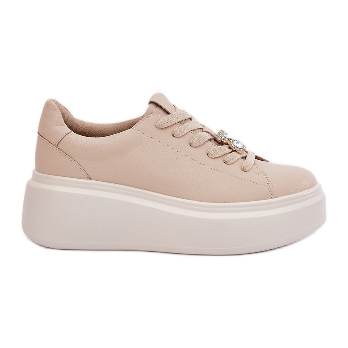 Dámská kožená sportovní bota na platformě s Vinceza 39922 Beige béžový