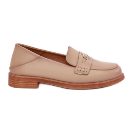 Elegantní dámské mokasíny vyrobené z přírodní Vinceza Leather 18100 Beige béžový