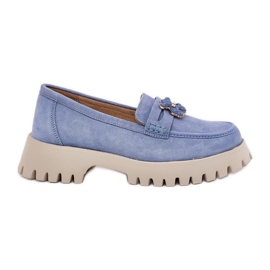 Dámské semišové mokasíny s kolíky Bear Vinceza 79533 Blue modrý