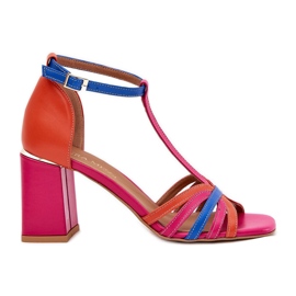 Kožené sandály na Laura Messi 2879 Multicolor Post červený