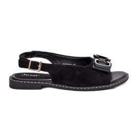 Jezzi Ploché sandály s dekorací Eco Suede Black černý