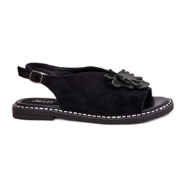 Jezzi Dámské sandály s plochou s černou dekorací černá Jezzi Dámské sandály s plochou s černou dekorací černá