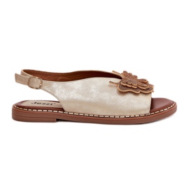 Jezzi Dámské sandály s plochou se zlatým ozdobou Jezzi Dámské sandály s plochou se zlatým ozdobou