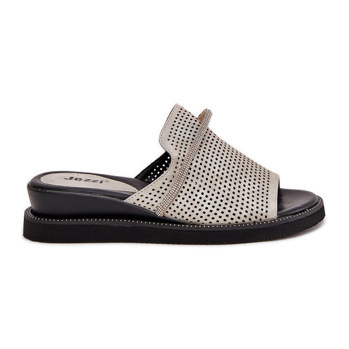 Jezzi Dámské klíny s dekorativním stříbrným popruhem šedá Jezzi Dámské klíny s dekorativním stříbrným popruhem šedá