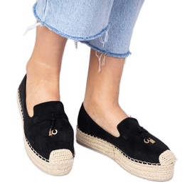 Black Espadrilles na silné podrážce černá