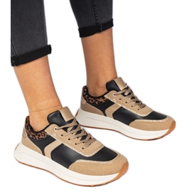 Tenisky černé žen s třpytem se zvířecím vzorem černý