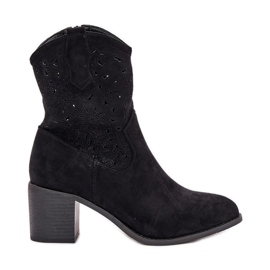 Openwork Boots Dámské vysoké podpatky S.Barski Hy51-125 Black černý