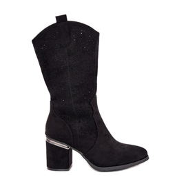 S.Barski Openwork Boots Half-calf Cowboy S. Barski Hy51-238 Black černý