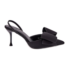 Vysoké podpatky s holými podpatky a černým lukem černá