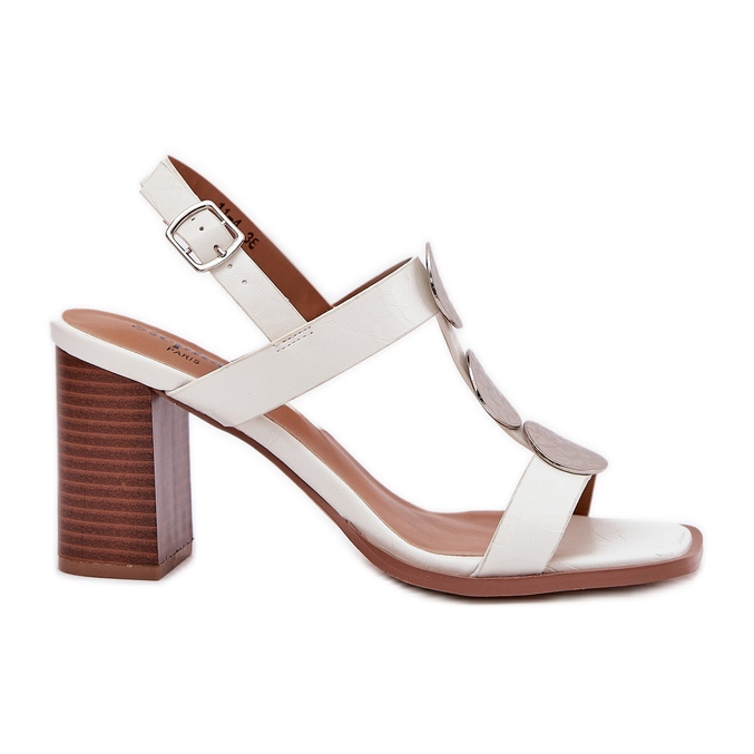 Dámské sandály na sloupku s dekorativním pruhem bílé bílý