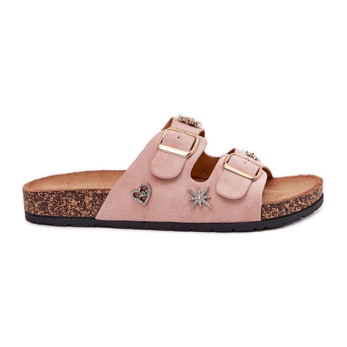 Dámské žabky na korku se svorky a kolíky světle růžové růžový