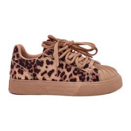 Dámské tenisky s dekorací na plošině Leopard Print Brown hnědý