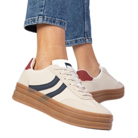 Beige Sneakers Dámské tenisky s námořním modrým příslušenstvím bílý
