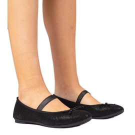 Černé dámské baleríny s lukem na elastické kapele černá Černé dámské baleríny s lukem na elastické kapele černá
