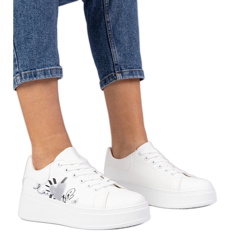 Bílé tenisky dámské sportovní tenisky s tiskem bílý