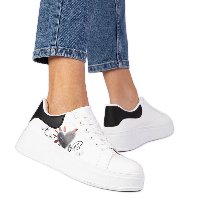 Bílé a bílé tenisky ženské sportovní tenisky s tiskem bílý Bílé a bílé tenisky ženské sportovní tenisky s tiskem bílý