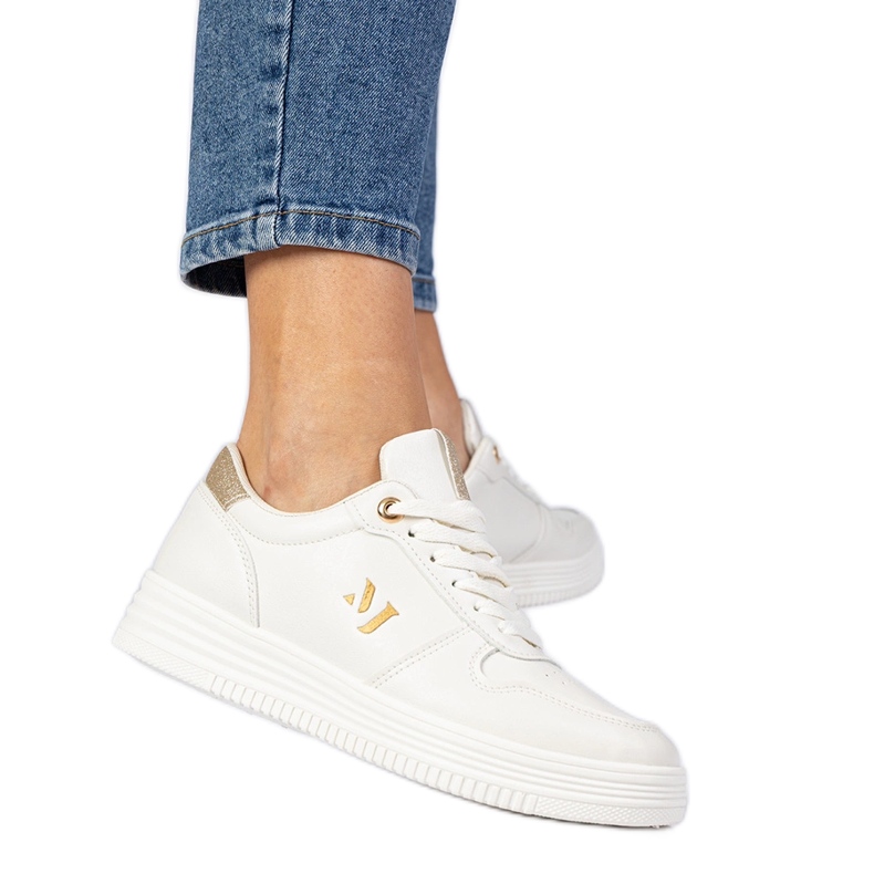 Beige ženské tenisky se zlatým brokátem béžový Beige ženské tenisky se zlatým brokátem béžový