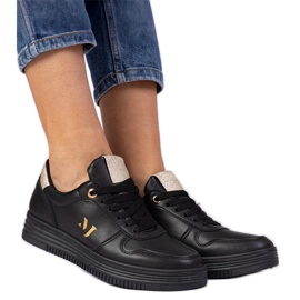 Tenisky černé žen se zlatým třpytem černý