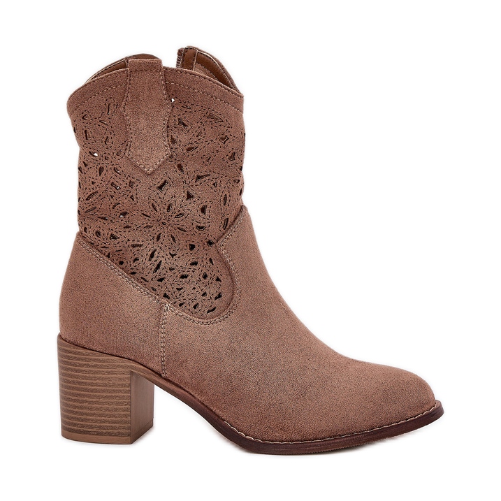 Openwork Boots Dámské vysoké podpatky S.Barski Hy51-125 Brown hnědý
