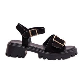 Dámské sandály ekologického semiše s černou svorkou černý