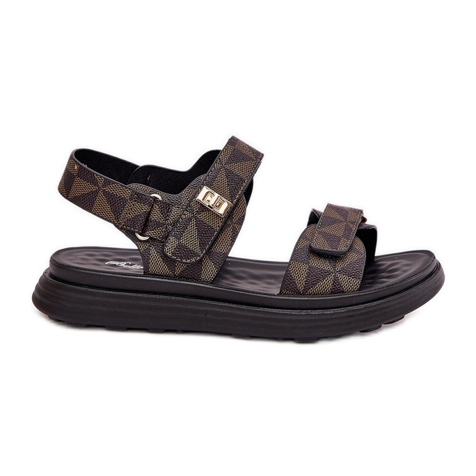 Sandály ženských materiálů na plošině černé a hnědé hnědý Sandály ženských materiálů na plošině černé a hnědé hnědý