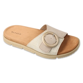 Dámské kožené pantofle Befado 158D276 BEIGE béžový Dámské kožené pantofle Befado 158D276 BEIGE béžový