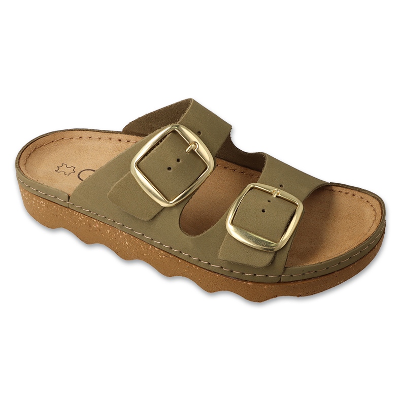 Befado Dámské kožené pantofle 179d007 zelené zelená