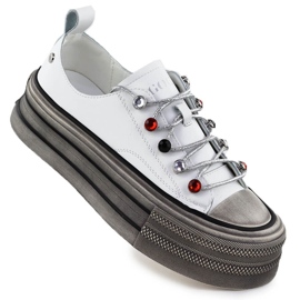 Kožené tenisky na platformě White Goe NN2N4054 bílý