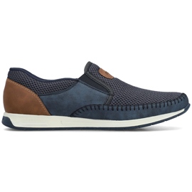Pánské boty pohodlné námořnictvo loafers Rieker 11954-14 modrý