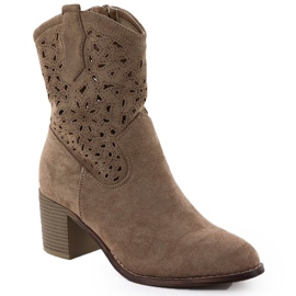 Dámské boty s otevřeným dílem Brown Suede S.Barski Hy51-125 hnědý