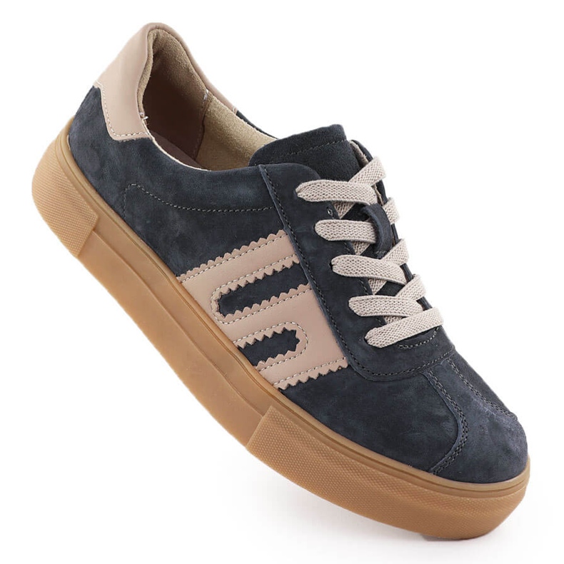 Kožená sportovní bota na platformě Grey Filippo DP6798 šedá