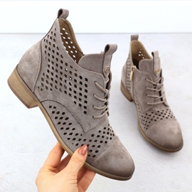 Dámské boty Openwork Suede Khaki Potocki SZ12091 zelený