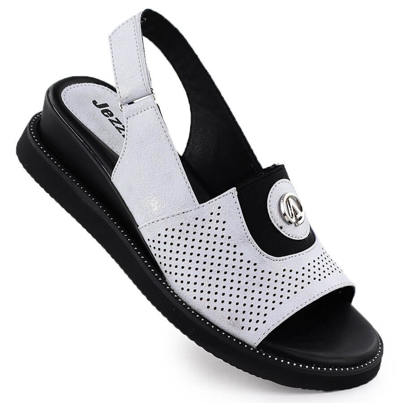 Jezzi Dámské sandály na nástupišti s gumovým stříbrným Jeszi RMR2267-2 Jezzi Dámské sandály na nástupišti s gumovým stříbrným Jeszi RMR2267-2