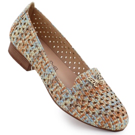 Dámské boty s otevřeným dílem s nízkými podpatky Beige M. Daszyński SA222-3 béžový Dámské boty s otevřeným dílem s nízkými podpatky Beige M. Daszyński SA222-3 béžový