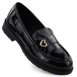 S.Barski MOCCASINS Dámské lakované boty Black S. Barski Hy51-379 černý