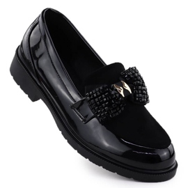 Dámské boty Moccasins Vared s Bow Black S.barski Hy51-319 černý
