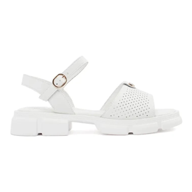 Goodin White Openwork Dámské sandály na platformě s ozdobou bílý