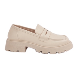 Dámské mokasíny z eko kůže, světle béžová béžový
