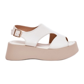 Dámské sandály na platformě Eco White Leather bílý Dámské sandály na platformě Eco White Leather bílý